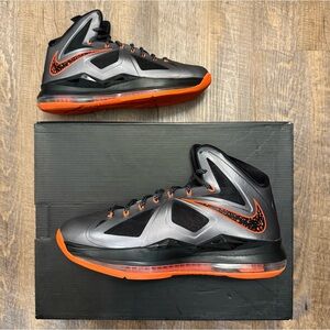 Nike LeBron 10 X Lava Charcoal Grey Orange Black